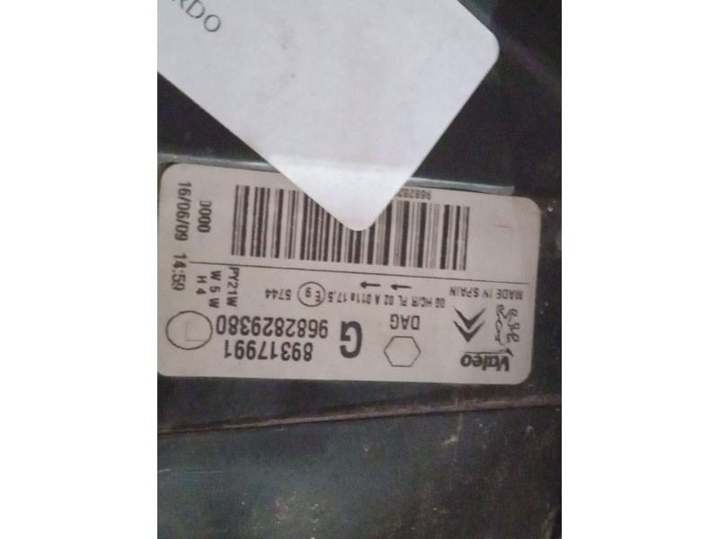 Recambio de faro izquierdo para peugeot partner tepee 1.6 hdi referencia OEM IAM   