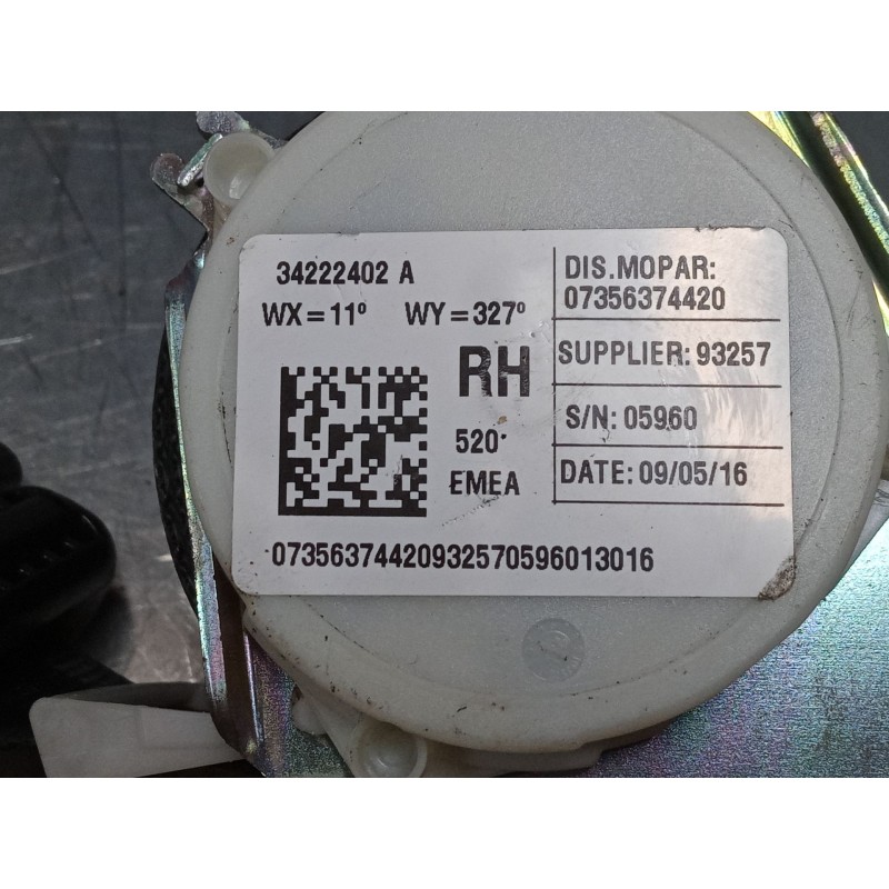 Recambio de cinturon seguridad trasero derecho para jeep renegade suv (bu, b1, bv) 1.6 crd referencia OEM IAM   