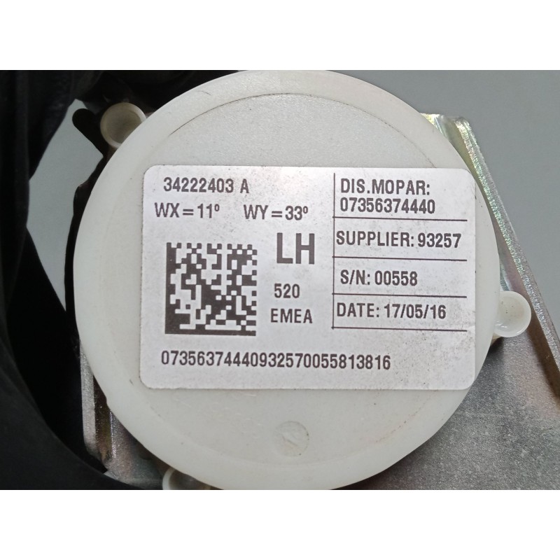 Recambio de cinturon seguridad trasero izquierdo para jeep renegade suv (bu, b1, bv) 1.6 crd referencia OEM IAM   