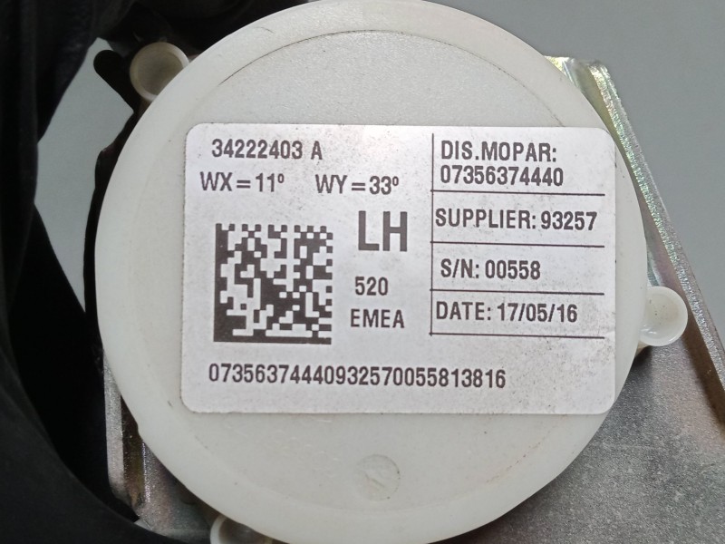 Recambio de cinturon seguridad trasero izquierdo para jeep renegade suv (bu, b1, bv) 1.6 crd referencia OEM IAM   