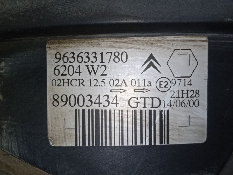 Recambio de faro izquierdo para citroën saxo (s0, s1) 1.5 d referencia OEM IAM 9636331780  89003434 Recambio de faro izquierdo para citroën saxo (s0, s1) 1.5 d referencia OEM IAM 9636331780  89003434