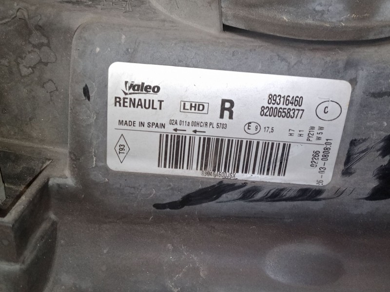 Recambio de faro derecho para renault modus / grand modus (f/jp0_) 1.2 16v (jp0w) referencia OEM IAM 8200658377  89316460