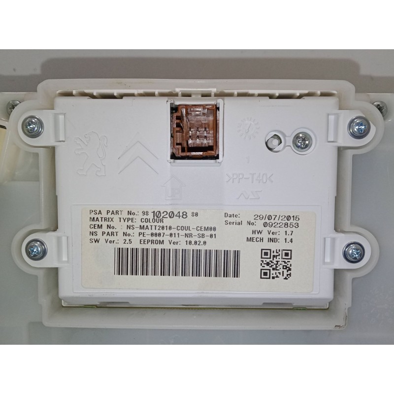 Recambio de cuadro instrumentos para peugeot 2008 i (cu_) 1.2 thp 110 / puretech 110 referencia OEM IAM 981386548000  