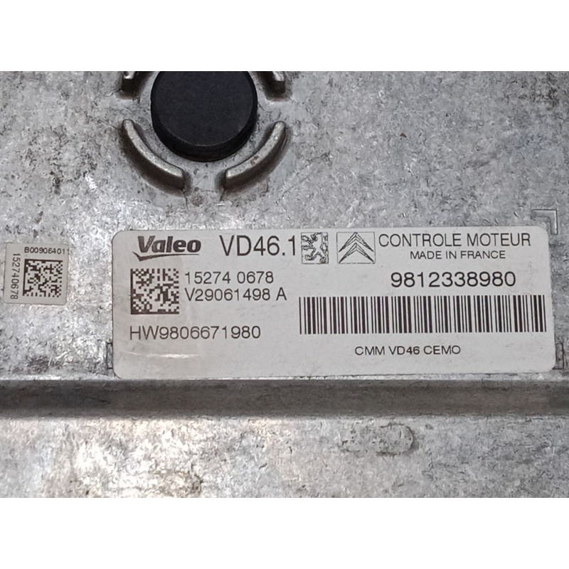 Recambio de centralita motor uce para peugeot 2008 i (cu_) 1.2 thp 110 / puretech 110 referencia OEM IAM 9812338980 V29061498A 9