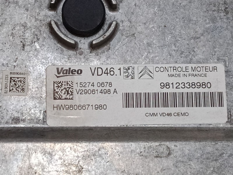 Recambio de centralita motor uce para peugeot 2008 i (cu_) 1.2 thp 110 / puretech 110 referencia OEM IAM 9812338980 V29061498A 9