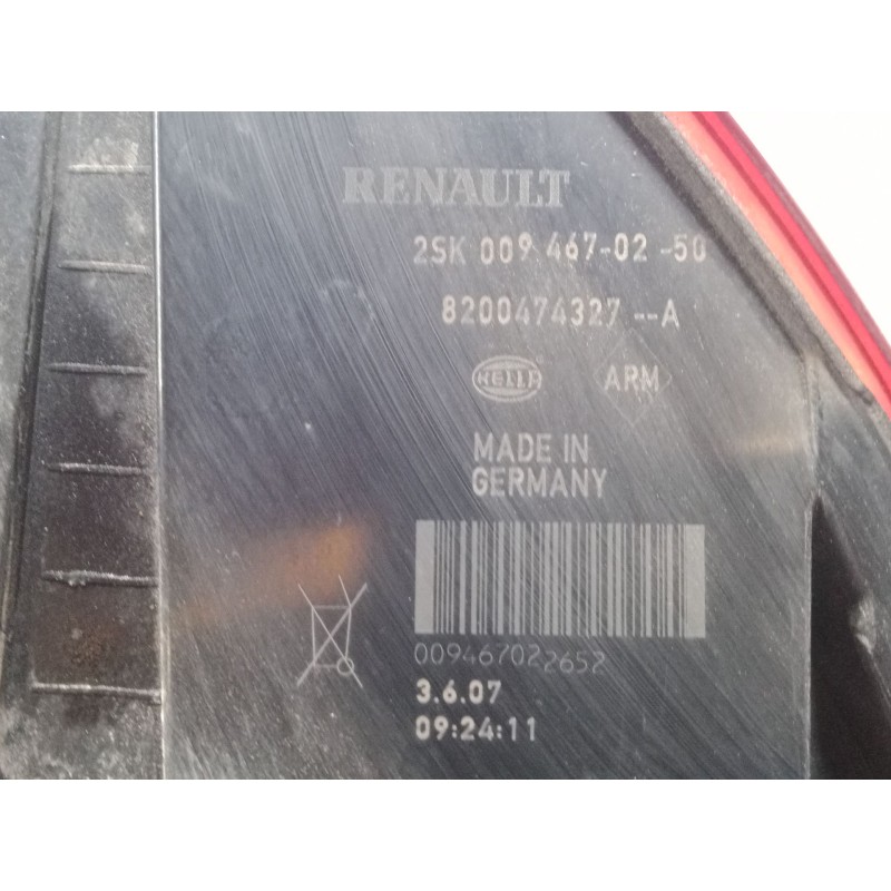 Recambio de piloto trasero derecho para renault scénic ii (jm0/1_) 1.6 16v (jm1r) referencia OEM IAM 8200474327   Recambio de piloto trasero derecho para renault scénic ii (jm0/1_) 1.6 16v (jm1r) referencia OEM IAM 8200474327