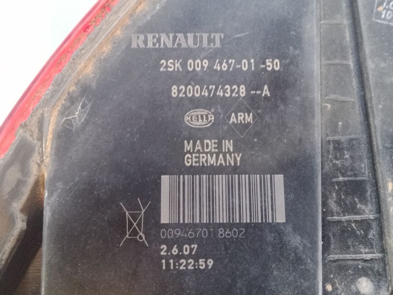 Recambio de piloto trasero izquierdo para renault scénic ii (jm0/1_) 1.6 16v (jm1r) referencia OEM IAM 8200474328   Recambio de piloto trasero izquierdo para renault scénic ii (jm0/1_) 1.6 16v (jm1r) referencia OEM IAM 8200474328