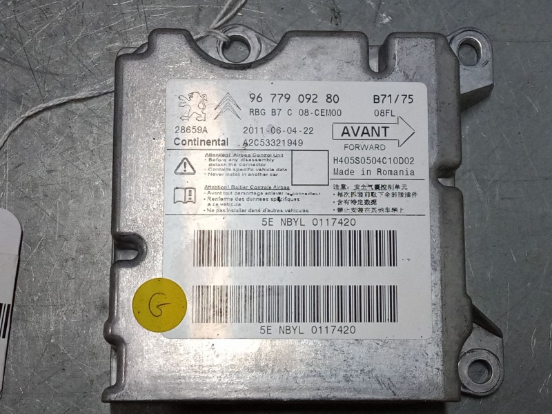 Recambio de centralita airbag para citroën c4 ii (nc_) 1.6 hdi 110 referencia OEM IAM 9677909280   Recambio de centralita airbag para citroën c4 ii (nc_) 1.6 hdi 110 referencia OEM IAM 9677909280