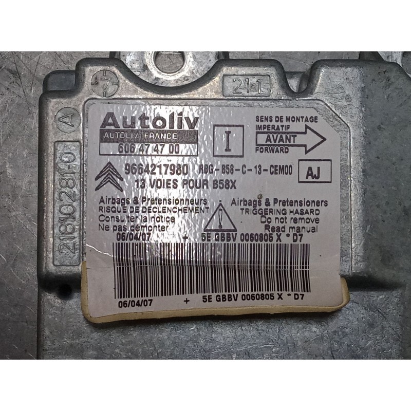 Recambio de centralita airbag para citroën c4 grand picasso i (ua_) 1.6 hdi referencia OEM IAM 606474700  9664217980 Recambio de centralita airbag para citroën c4 grand picasso i (ua_) 1.6 hdi referencia OEM IAM 606474700  9664217980
