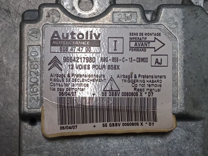 Recambio de centralita airbag para citroën c4 grand picasso i (ua_) 1.6 hdi referencia OEM IAM 606474700  9664217980 Recambio de centralita airbag para citroën c4 grand picasso i (ua_) 1.6 hdi referencia OEM IAM 606474700  9664217980