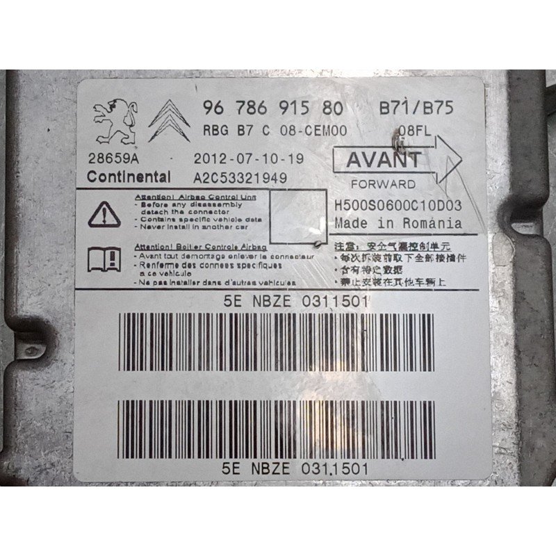 Recambio de centralita airbag para citroën c4 ii (nc_) 1.6 hdi 90 referencia OEM IAM 9678691580  A2C53321949 Recambio de centralita airbag para citroën c4 ii (nc_) 1.6 hdi 90 referencia OEM IAM 9678691580  A2C53321949