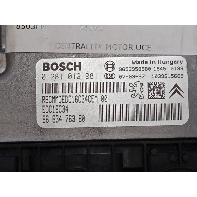 Recambio de centralita motor uce para citroën c4 grand picasso i (ua_) 1.6 hdi referencia OEM IAM 0281012981  9653958980 Recambio de centralita motor uce para citroën c4 grand picasso i (ua_) 1.6 hdi referencia OEM IAM 0281012981  9653958980