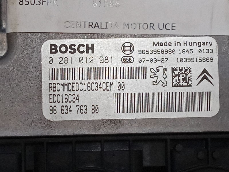 Recambio de centralita motor uce para citroën c4 grand picasso i (ua_) 1.6 hdi referencia OEM IAM 0281012981  9653958980 Recambio de centralita motor uce para citroën c4 grand picasso i (ua_) 1.6 hdi referencia OEM IAM 0281012981  9653958980