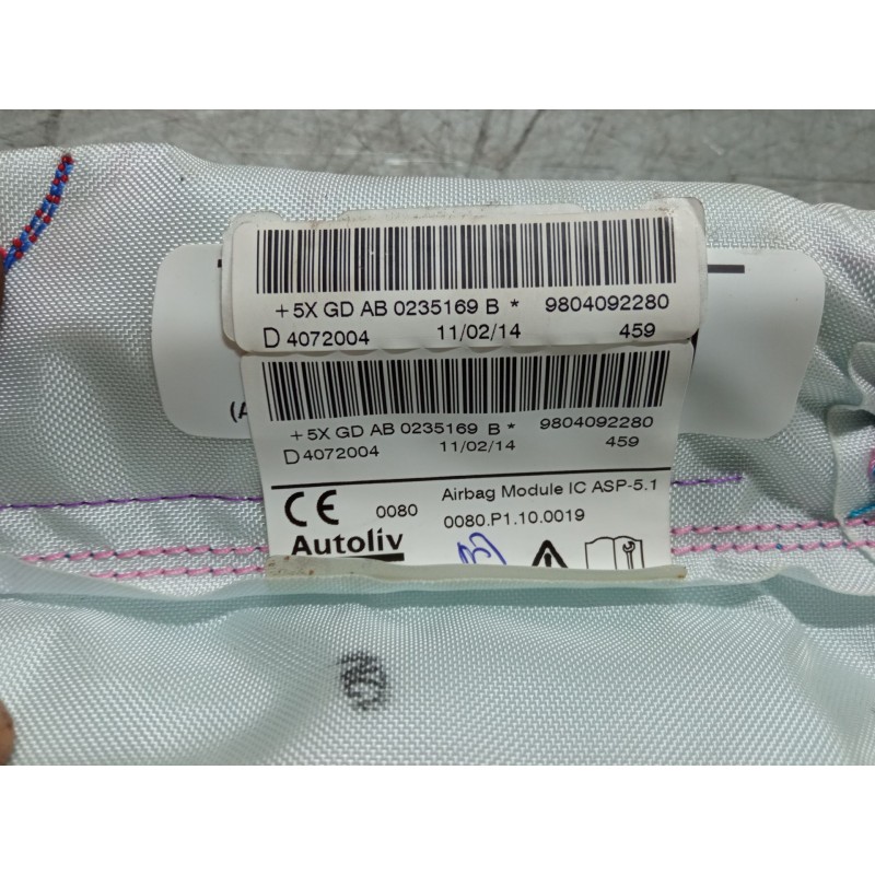 Recambio de airbag cortina delantero derecho para peugeot 208 i (ca_, cc_) 1.2 vti 82 referencia OEM IAM 9804092280  
