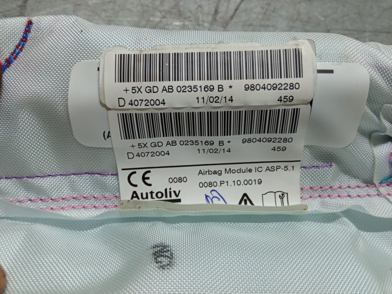 Recambio de airbag cortina delantero derecho para peugeot 208 i (ca_, cc_) 1.2 vti 82 referencia OEM IAM 9804092280  