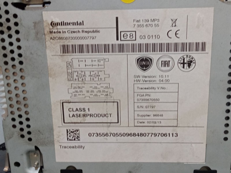 Recambio de radio cd para fiat panda furgoneta/hatchback (169_) 1.2 referencia OEM IAM A2C84009900  