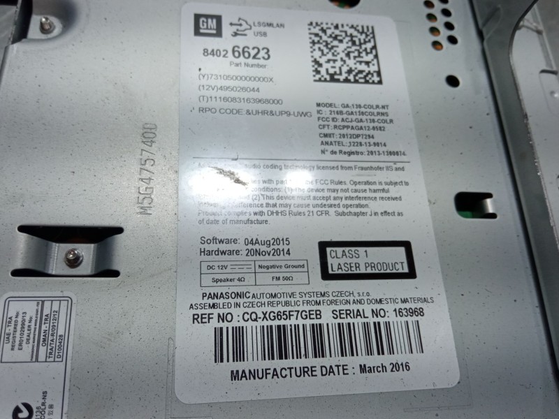 Recambio de radio para opel mokka / mokka x (j13) 1.6 cdti (_76) referencia OEM IAM 84026623  