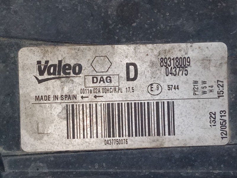 Recambio de faro derecho para peugeot partner furgoneta/monovolumen 1.6 hdi 16v referencia OEM IAM   