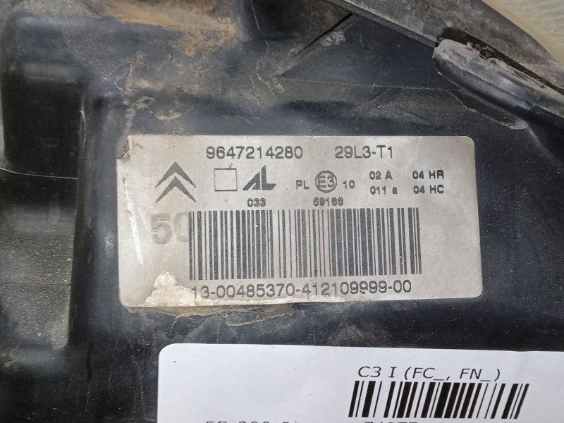Recambio de faro izquierdo para citroën c3 i (fc_, fn_) 1.6 16v referencia OEM IAM   