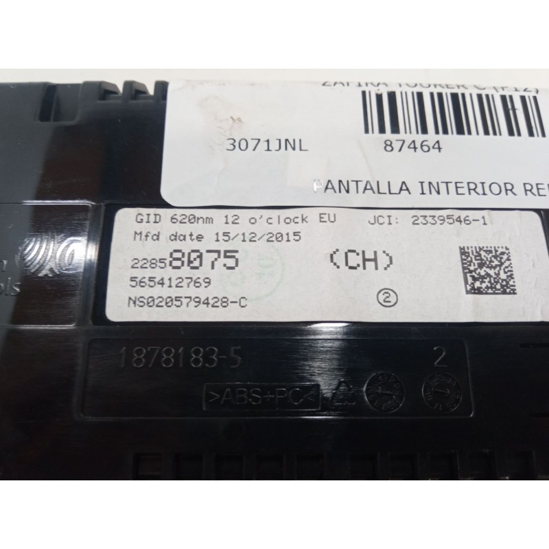 Recambio de pantalla interior reloj para opel zafira tourer c (p12) 1.6 cdti (75) referencia OEM IAM 22858075  