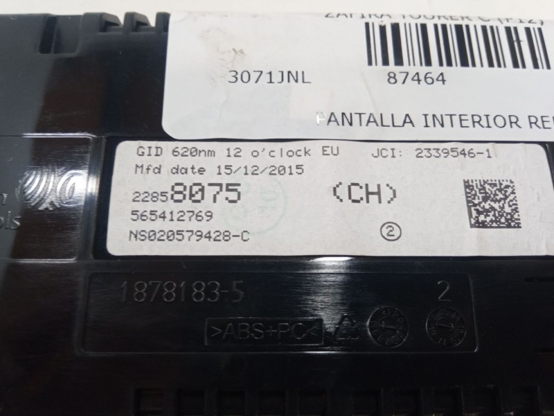 Recambio de pantalla interior reloj para opel zafira tourer c (p12) 1.6 cdti (75) referencia OEM IAM 22858075  