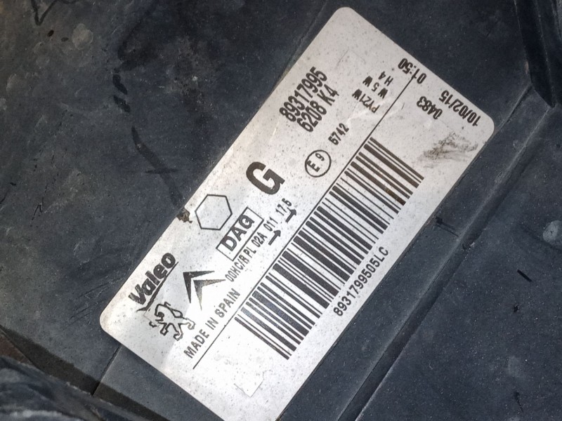 Recambio de faro izquierdo para peugeot partner furgoneta/monovolumen 1.6 hdi 16v referencia OEM IAM 89317995  