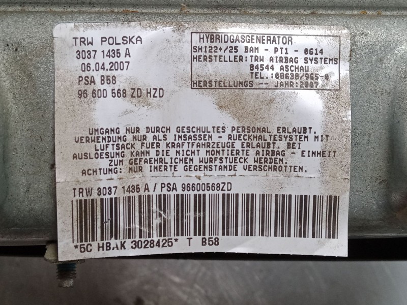 Recambio de airbag salpicadero para citroën c4 grand picasso i (ua_) 1.6 hdi referencia OEM IAM 96600568ZD  