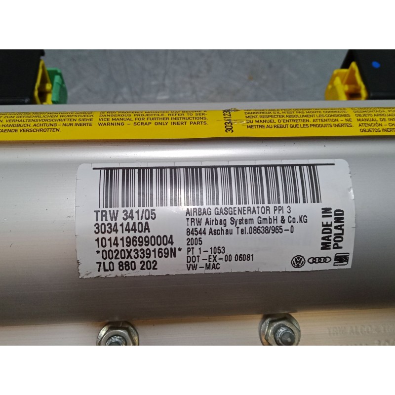 Recambio de airbag salpicadero para volkswagen touareg (7la, 7l6, 7l7) 2.5 r5 tdi referencia OEM IAM 7L0880202  30341440A