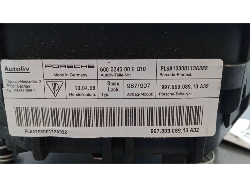 Recambio de airbag volante para porsche cayman (987) s 3.4 referencia OEM IAM 99780308913  99780308913 A32