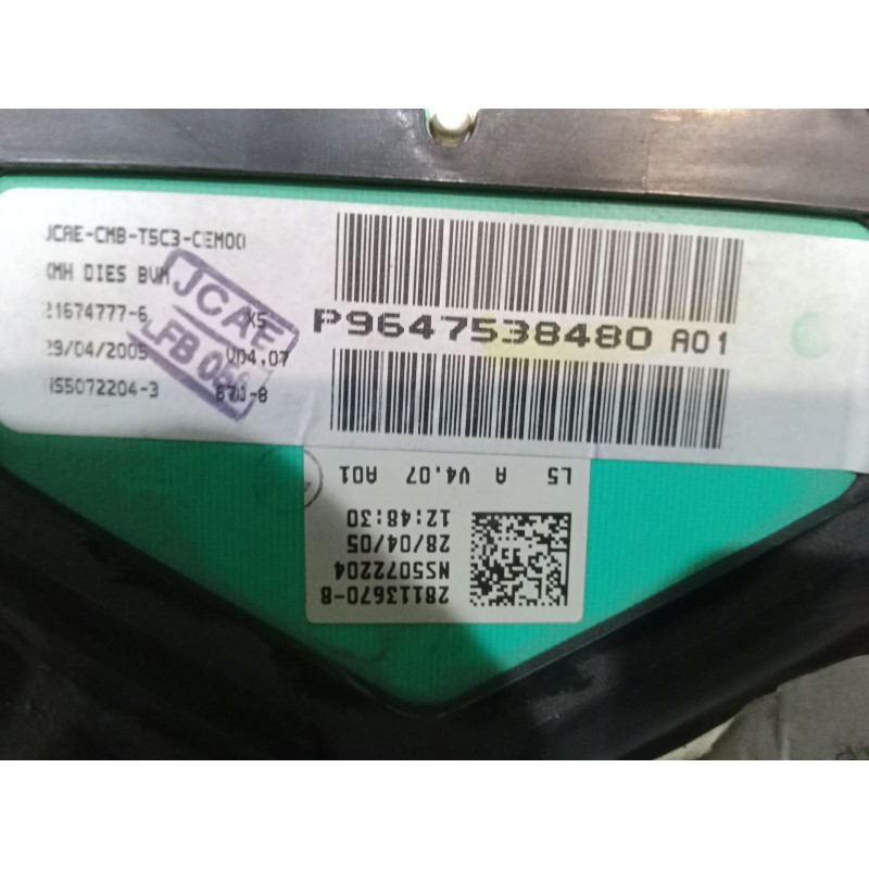 Recambio de cuadro instrumentos para peugeot 307 (3a/c) 1.6 hdi referencia OEM IAM P9647538480A01 21674777-6 JCAE-CMB-T5C3-CEM00