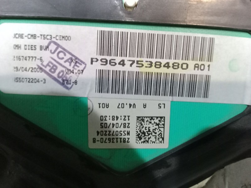 Recambio de cuadro instrumentos para peugeot 307 (3a/c) 1.6 hdi referencia OEM IAM P9647538480A01 21674777-6 JCAE-CMB-T5C3-CEM00