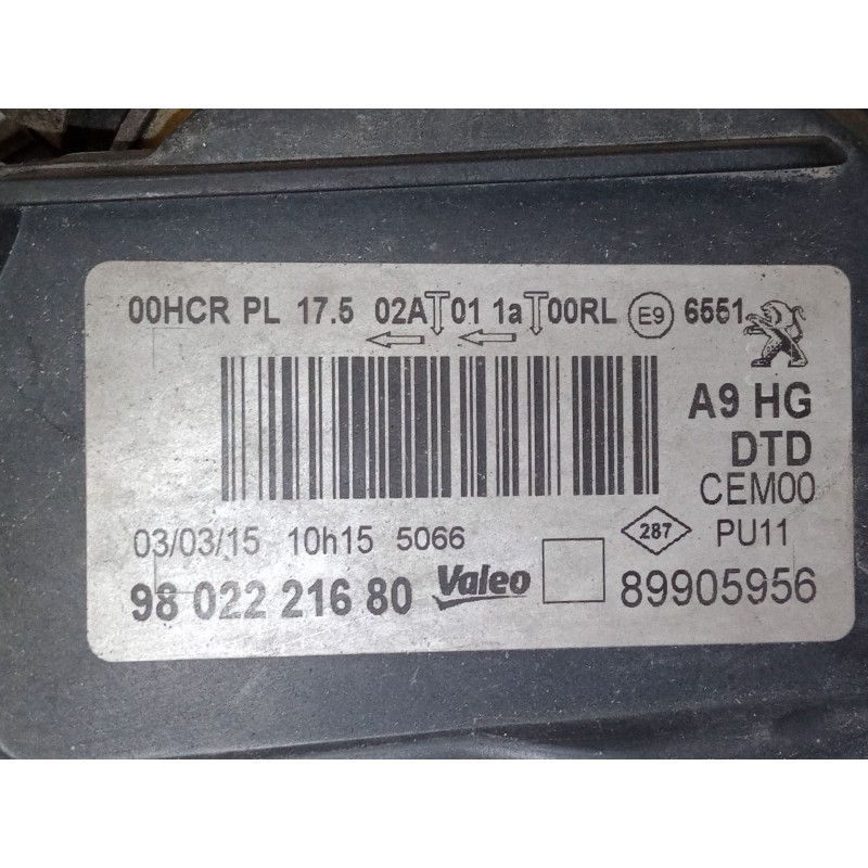 Recambio de faro izquierdo para peugeot 208 i (ca_, cc_) 1.2 vti 82 referencia OEM IAM 9802221480  89905957 Recambio de faro izquierdo para peugeot 208 i (ca_, cc_) 1.2 vti 82 referencia OEM IAM 9802221480  89905957