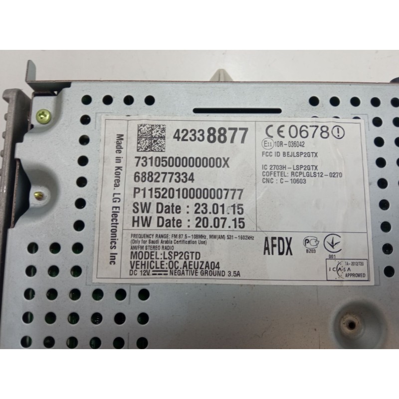 Recambio de pantalla multifuncion para opel corsa e (x15) 1.3 cdti (08, 68) referencia OEM IAM 688277334   Recambio de pantalla multifuncion para opel corsa e (x15) 1.3 cdti (08, 68) referencia OEM IAM 688277334