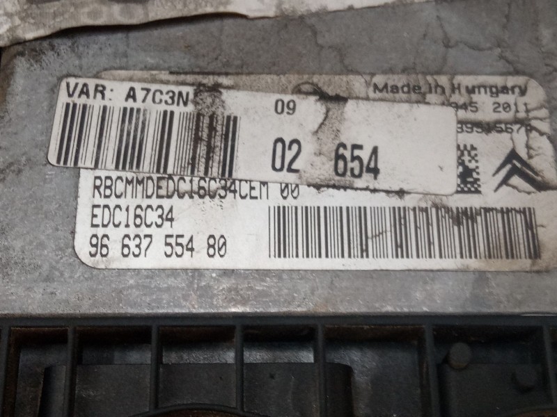 Recambio de centralita motor uce para peugeot 207 sw (wk_) 1.6 hdi referencia OEM IAM 9663755480 EDC16C34 0 281 013 868