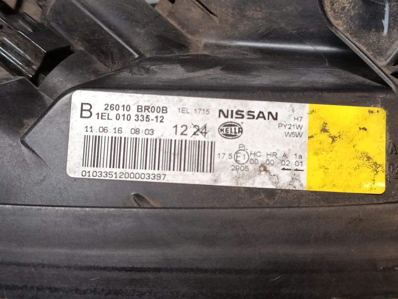 Recambio de faro derecho para nissan qashqai i (j10, nj10) 1.5 dci referencia OEM IAM 26010BR00B   Recambio de faro derecho para nissan qashqai i (j10, nj10) 1.5 dci referencia OEM IAM 26010BR00B