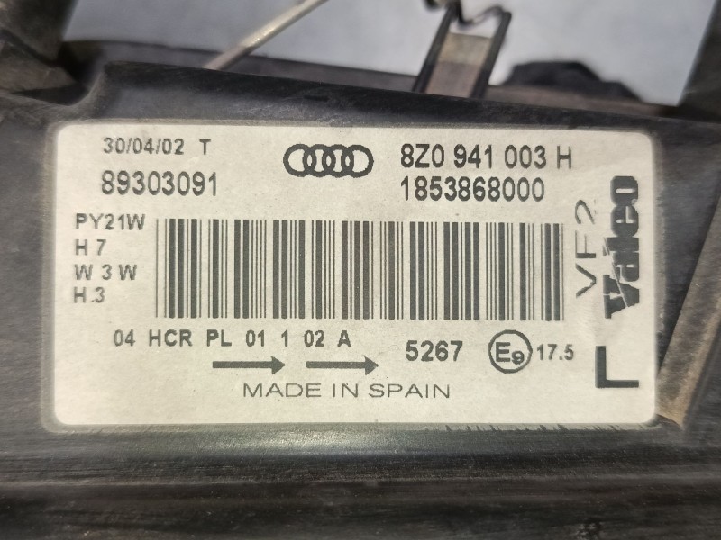 Recambio de faro izquierdo para audi a2 (8z0) 1.4 tdi referencia OEM IAM 8Z0941003H   Recambio de faro izquierdo para audi a2 (8z0) 1.4 tdi referencia OEM IAM 8Z0941003H