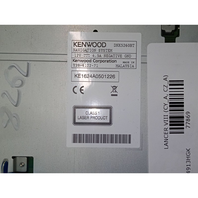 Recambio de radio cd para mitsubishi lancer viii (cy_a, cz_a) 1.5 referencia OEM IAM DNX5260BT  Kenwood DNX5260BT GPS DVD