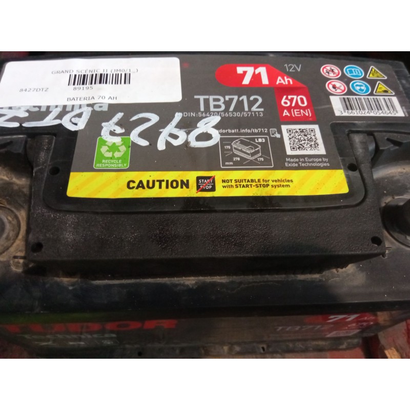 Recambio de bateria 70 ah para renault grand scénic ii (jm0/1_) 1.9 dci (jm14) referencia OEM IAM   