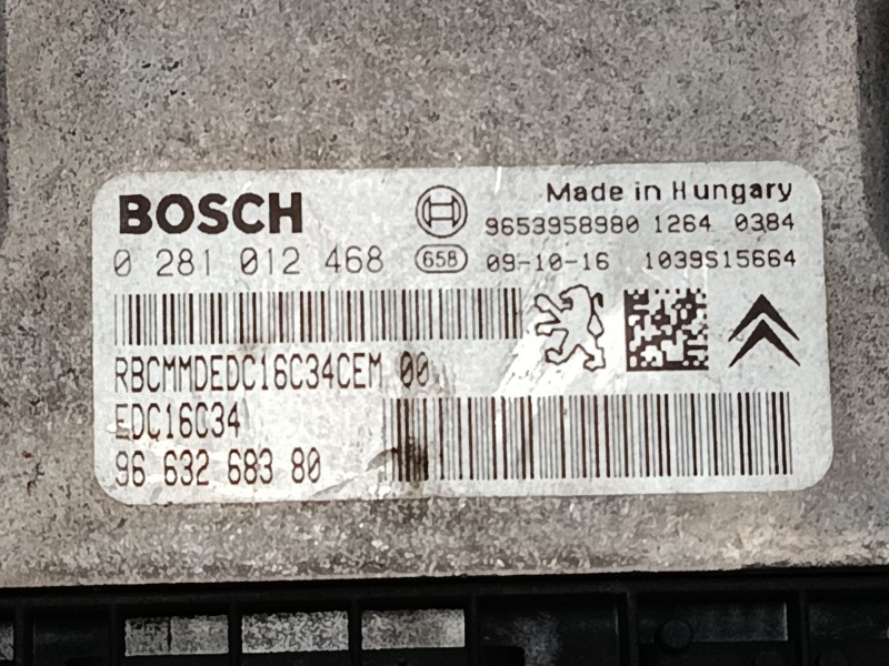 Recambio de centralita motor uce para citroën xsara picasso (n68) 1.6 hdi referencia OEM IAM 0281012468 9653958980 9663268380 Recambio de centralita motor uce para citroën xsara picasso (n68) 1.6 hdi referencia OEM IAM 0281012468 9653958980 9663268380