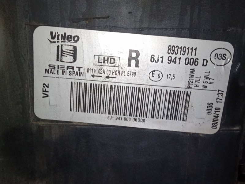 Recambio de faro derecho para seat ibiza iv sc (6j1, 6p5) 1.6 tdi referencia OEM IAM 6J1941006D   Recambio de faro derecho para seat ibiza iv sc (6j1, 6p5) 1.6 tdi referencia OEM IAM 6J1941006D
