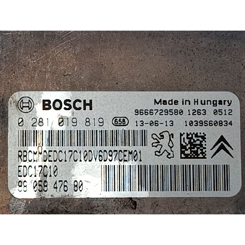 Recambio de centralita motor uce para citroën ds4 (nx_) 1.6 hdi 90 referencia OEM IAM 9666729580 0281019819 9805947680