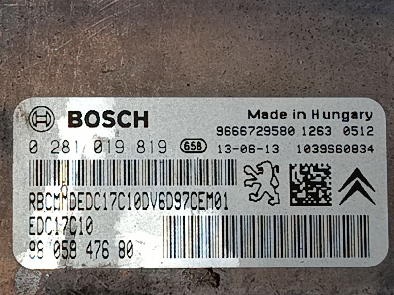 Recambio de centralita motor uce para citroën ds4 (nx_) 1.6 hdi 90 referencia OEM IAM 9666729580 0281019819 9805947680