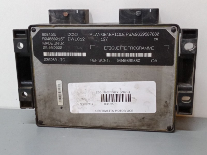 Recambio de centralita motor uce para peugeot 206 hatchback (2a/c) 1.9 d referencia OEM IAM 9639587680  