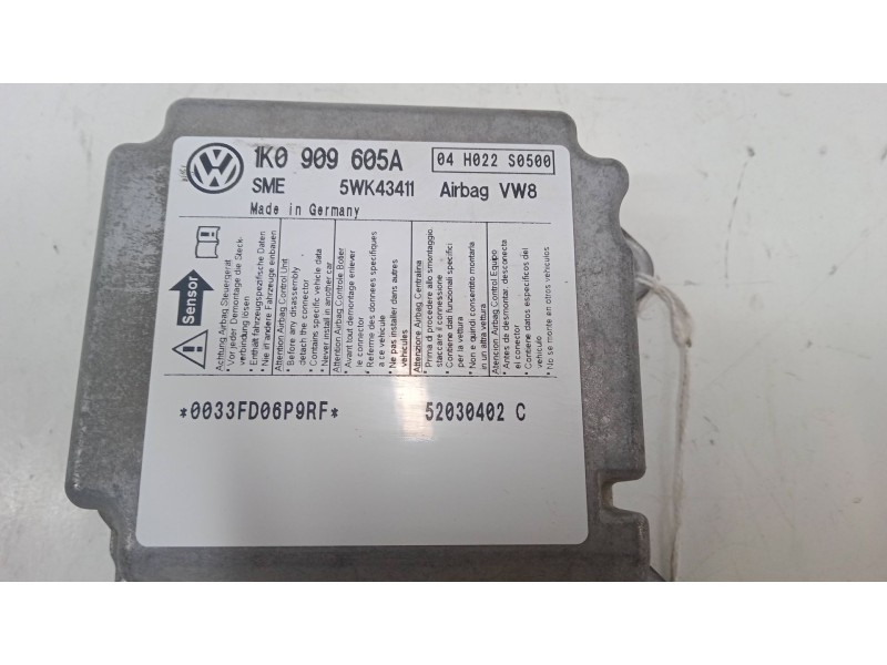 Recambio de centralita airbag para volkswagen golf v (1k1) 2.0 tdi 16v referencia OEM IAM 1K0909605A 0033FD06P9RF 5WK43411
