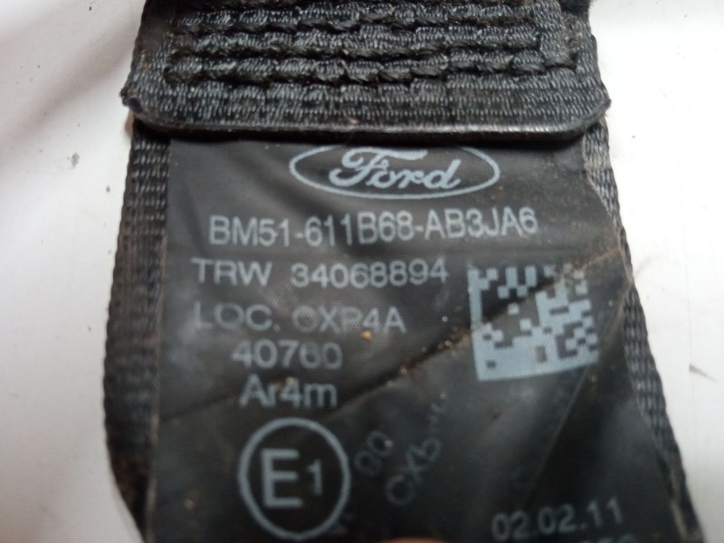 Recambio de cinturon seguridad trasero derecho para ford focus iii 1.6 tdci referencia OEM IAM BM51611B68AB3JA6  