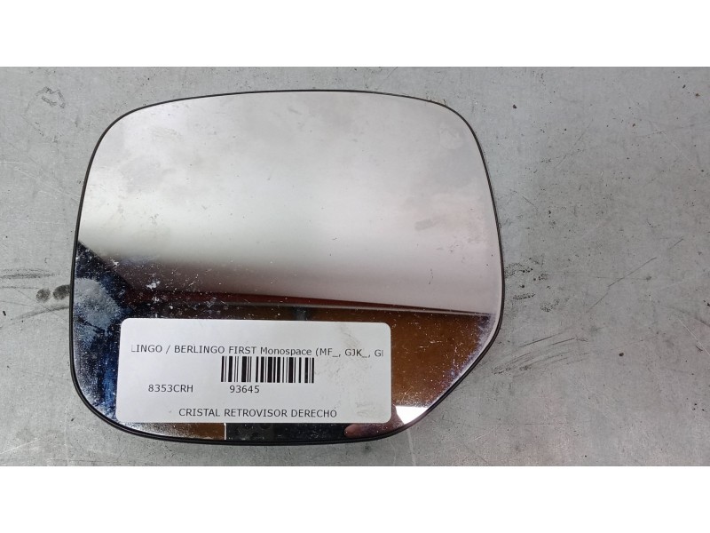Recambio de cristal retrovisor derecho para citroën berlingo / berlingo first monospace (mf_, gjk_, gfk_) 2.0 hdi 90 (mfrhy) ref Recambio de cristal retrovisor derecho para citroën berlingo / berlingo first monospace (mf_, gjk_, gfk_) 2.0 hdi 90 (mfrhy) ref
