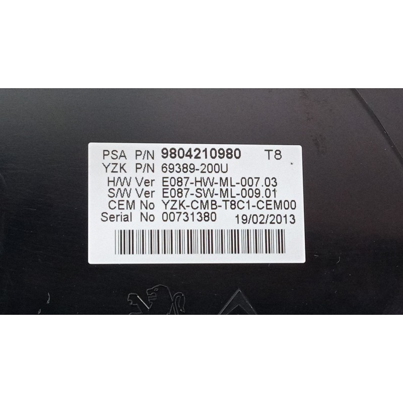 Recambio de cuadro instrumentos para peugeot 3008 i monospace (0u_) 1.6 hdi 115 / bluehdi 115 referencia OEM IAM 9804210980  