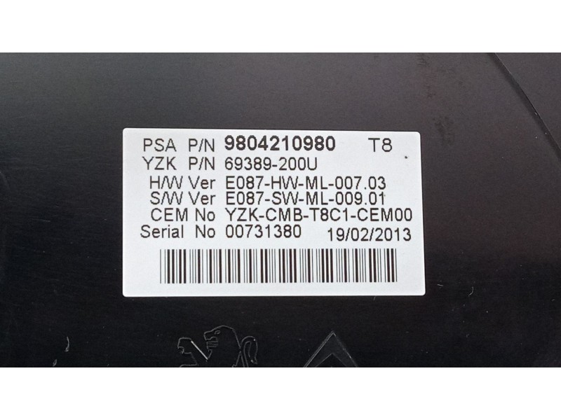 Recambio de cuadro instrumentos para peugeot 3008 i monospace (0u_) 1.6 hdi 115 / bluehdi 115 referencia OEM IAM 9804210980  