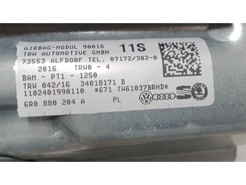 Recambio de airbag salpicadero para volkswagen polo v (6r1, 6c1) 1.0 referencia OEM IAM 6R0880204A 1102401990110 671TW61037BRHD Recambio de airbag salpicadero para volkswagen polo v (6r1, 6c1) 1.0 referencia OEM IAM 6R0880204A 1102401990110 671TW61037BRHD