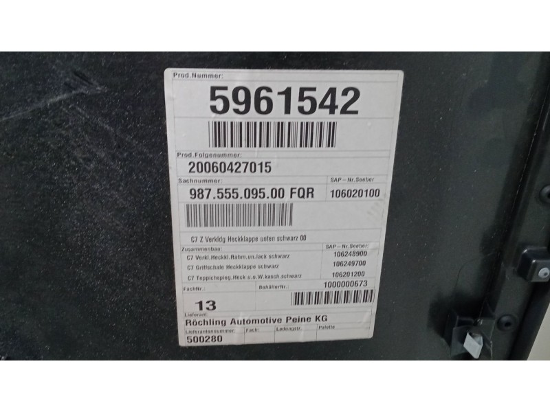 Recambio de guarnecido porton trasero para porsche cayman (987) s 3.4 referencia OEM IAM 98755509500  